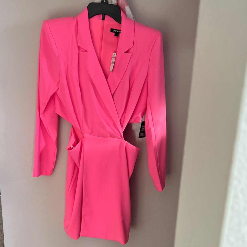 Express Vibrant Pink Blazer Dress